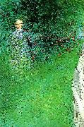 Carl Larsson i hagtornshacken painting
